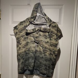 Camouflage Hooded Top By Pol. Front Button Detail.
